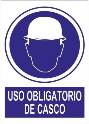 Señal Uso Obligatorío De Casco A4 PVC